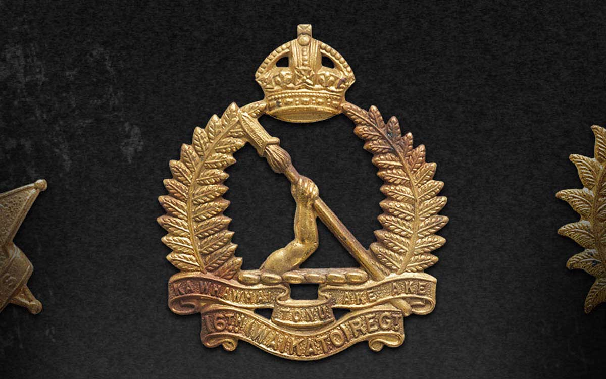 A close up of a regimental badge
